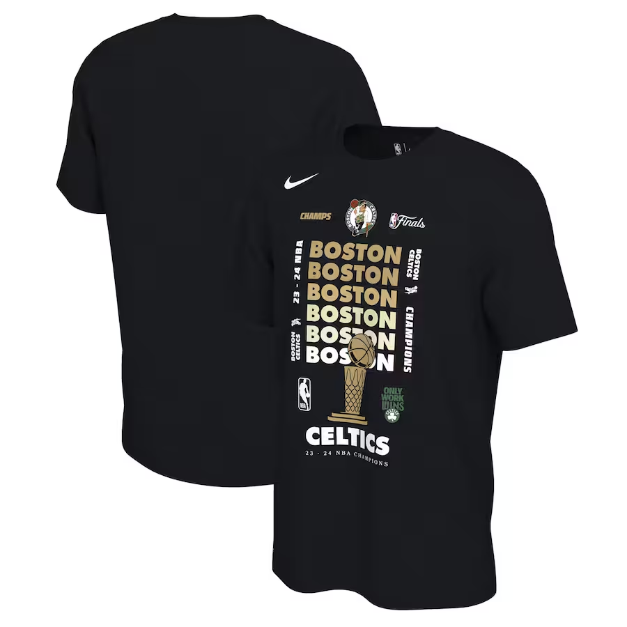 Men NBA Boston Celtics 2024 Champions T shirts black style 13